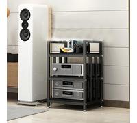 Meuble TV d'angle, support AV 3/4, tour multimédia réglable, support stéréo en bois, étagère pour platine, support audio, étagères réglables en hauteur, centre de divertissement à domicile