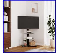 Meuble TV d'angle - V BESTLIFE - 3 niveaux - Compatible 32-65 pouces - Noir - Pivotant 25°