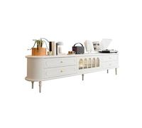Meuble TV de Salon 200cm Console Blanc Laqué en Bois Massif, Armoire de Rangement Rétro pour Salon, Centre de Loisirs Adapté aux Hôtels et Salles de Conférence Meuble TV avec Rangement