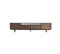 Meuble TV de salon en bois massif de 180 cm, meuble de rangement couleur noyer, console de rangement rétro compacte, centre de divertissement adapté pour les hôtels Meuble TV avec rangement (180 x 40