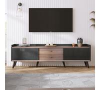 Meuble TV De Salon pour TéLéViseur Jusqu'à 160cm avec Placard 2 Tiroirs 2 Niches 1 Passe-CâBles pour Salon Salle à Manger Chambre à Coucher (Noir)