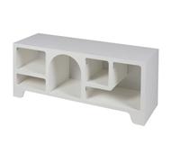 Meuble TV - DECONATION - 5 compartiments - Design organique - 120 x 40 x H 50 cm - Blanc