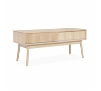 Meuble TV décor bois. 2 portes coulissantes L 115 x l 40 x H 48cm - Linear