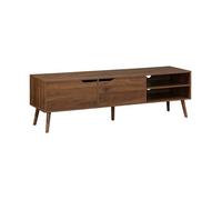 Meuble TV décor bois de noyer. 2 portes. 1 étagère. 160cm