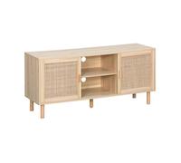 sweeek - Meuble TV cannage et décor Bois. 2 Portes et 1 étagère. 120cm