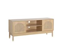 Meuble TV décor bois et cannage 2 portes 140cm JUDITH