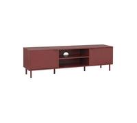 Meuble TV décor bois et métal 160cm bordeaux - Ellie