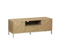 Meuble TV décor chevrons effet bois 2 portes 1 tiroir 120cm