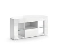 Vicco Meuble TV Denver, Blanc, 100x50cm, Convient comme Support TV avec étagères Ouvertes et fermées
