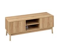 5five Meuble TV Abana 2 placards – Effet chêne naturel, fermeture silencieuse, passe-câbles
