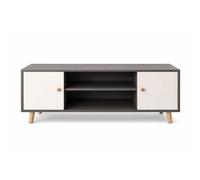 Meuble TV design 2 portes et 2 niches - L. 120 x H. 50 cm - Samy
