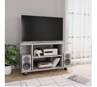 Meuble TV - Design - 80x40x45 cm - Bois d'ingénierie - Gris béton - 4 étagères ouvertes