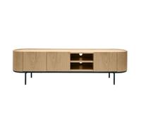 Meuble TV design bois clair et métal noir avec rangements L180 cm SKYE