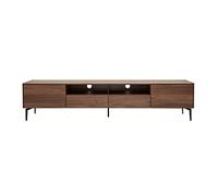 Meuble TV Design Bois foncé Noyer et métal Noir 2 Portes 2 tiroirs L200 cm Bliss