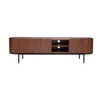 Meuble TV design bois foncé noyer et métal noir avec rangements L180 cm SKYE - L180.5xP40xH50.3