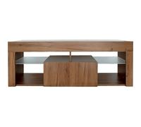 Meuble TV design bois "Hugo" - 140 x 40 x 50 cm - Marron