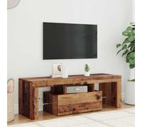 Meuble TV Design Moderne avec Éclairage LED RGB Ambiant, en Bois d'Ingénierie Résistant, Bibliothèque de Rangement pour Salon et Salle de Séjour, Style Vieux Bois 120 cm