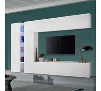 Meuble TV design moderne blanc 2 armoires Joy Twin