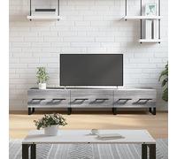 Meuble TV Design Moderne en Bois d'Ingénierie avec 3 Tiroirs de Rangement, Surface Lisse et Pieds en Fer pour Stabilité et Décoration Salon