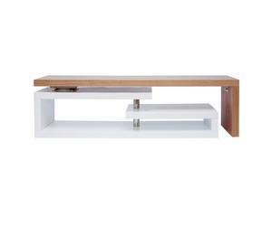 Meuble TV design modulable blanc et bois clair chêne L255 cm MAX