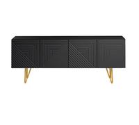 Meuble TV design noir et métal doré L140 cm OZEN
