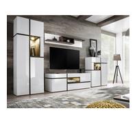 Meuble TV Design - PARIS PRIX - Cross - Blanc Brillant - LED