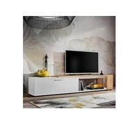 Meuble TV design "RTV Maze II" 200cm Blanc & Naturel