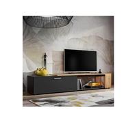 Meuble TV design "RTV Maze II" 200cm Noir & Naturel