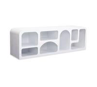 Menzzo Buffet Bas NAVALOR 160 cm - Design Arches Style Troglodyte - Blanc texturé - Meuble TV/Rangement Moderne