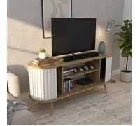 Meuble TV Desteve - Dmora - Mélamine - Chêne, blanc 140x50h64 cm