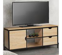 Meuble Tv Detroit 2 Tiroirs Avec Placard Design Industriel