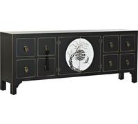 Meuble TV DKD Home Decor Noir Oriental Blanc Or Blanc/Noir Métal Sapin Bois MDF 130 x 26 x 51 cm
