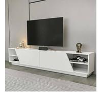 Meuble TV Dpazienz - Dmora - Mélamine - Blanc 240x45.5h47.4 cm