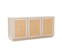 Meuble TV effet bois 3 portes en rotin L 160 cm crème - Oviala