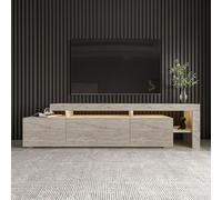 Meuble TV Emob BELIZ 192 x 53 x 37 cm Travertin éclairage LED Beige