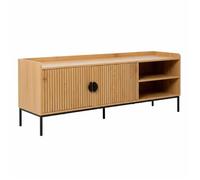 Oviala Meuble TV en Acier et MDF décor mélaminé 150 cm Beige