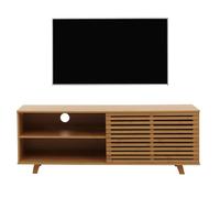Meuble TV en bambou HWC-N80, table basse, commode, avec compartiments de rangement certifiés FSC® 50x140x40 cm Marron
