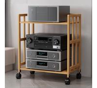 Meuble TV en bois à 4 niveaux avec roulettes et gestion des câbles - Meuble de maison moderne pour chambre à coucher et bureau - Économie d'espace - Organiseur de rangement multimédia avec étagère