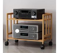 Meuble TV en Bois avec Double étagère réglable, adapté aux Salons et aux Bureaux, 53 cm de Haut x 70 cm de Long, Disponible en Tailles 50, 55, 61 et 71 cm.