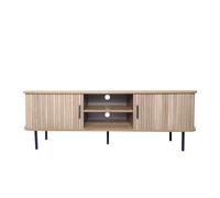 Meuble TV rainuré en bois de 140 cm avec portes coulissantes
