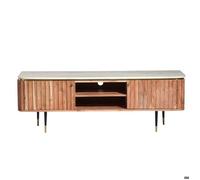Meuble tv en bois d'acacia et marbre blanc Judith