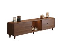 Meuble TV en bois de grande capacité avec poignée cachée, rangement multi-zones, trou de gestion des câbles, design moderne pour le salon (marron, 120 x 30 x 45 cm)