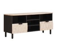 Meuble TV en bois de mangue - vidaXL - 100x33,5x46 cm - Finition lavage blanc - 2 tiroirs - 1 étagère