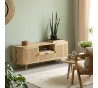 Meuble TV en bois de manguier et cannage Palma