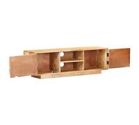 Meuble TV en bois de manguier massif - 116 x 30 x 35 cm - Finition en bois naturel - Élégant et durable - Parfait pour le salon et les petites pièces