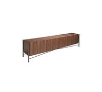 Meuble TV en bois de noyer et acier 3240C, 220 x 46 x 53 cm. -