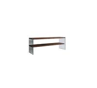 - Meuble TV en bois de pin massif et structure en verre 1 étagère - L.120cm x H.45cm - Marron foncé