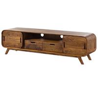 Meuble TV en Bois de Sheesham 173x40x48 Marron Clair laqué Mailand #126