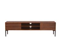 Meuble TV en bois foncé manguier massif et métal noir 2 portes L160 cm ONDA