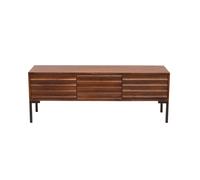 Meuble TV en bois foncé manguier massif et métal noir 3 portes L120 cm ONDA